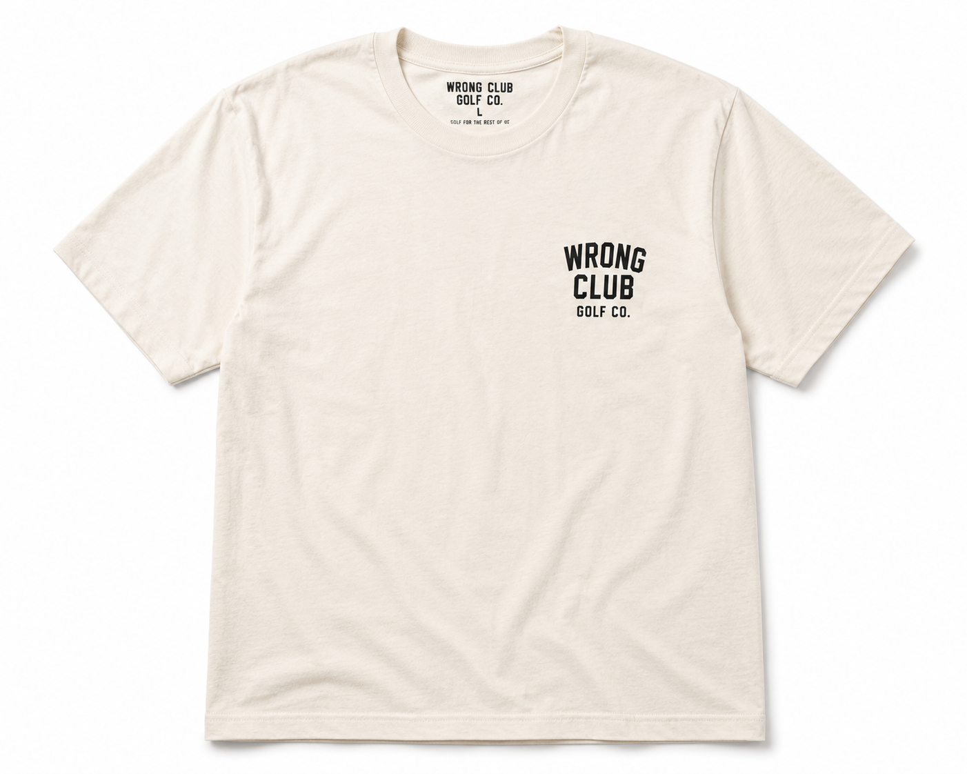 Bone Wrong Club Mark Tee with a small black Wrong Club Golf Co. left-chest print