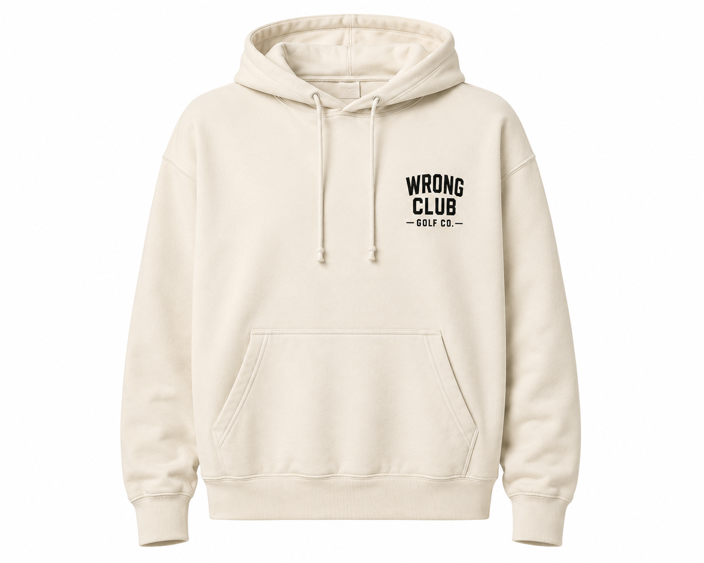 Front of the bone Wrong Club Swirl Hoodie with a black left-chest logo